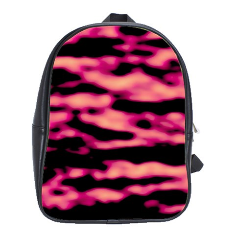 Pink  Waves Abstract Series No2 School Bag (Large) from ArtsNow.com Front