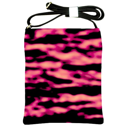 Pink  Waves Abstract Series No2 Shoulder Sling Bag from ArtsNow.com Front