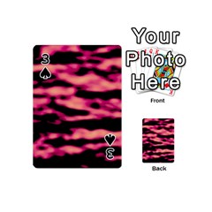 Pink  Waves Abstract Series No2 Playing Cards 54 Designs (Mini) from ArtsNow.com Front - Spade3