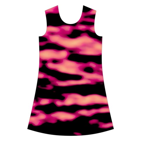 Pink  Waves Abstract Series No2 Kids  Short Sleeve Velvet Dress from ArtsNow.com Front