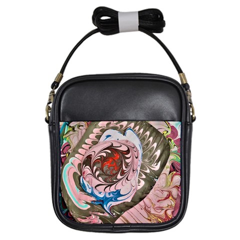 Marbling collage Girls Sling Bag from ArtsNow.com Front