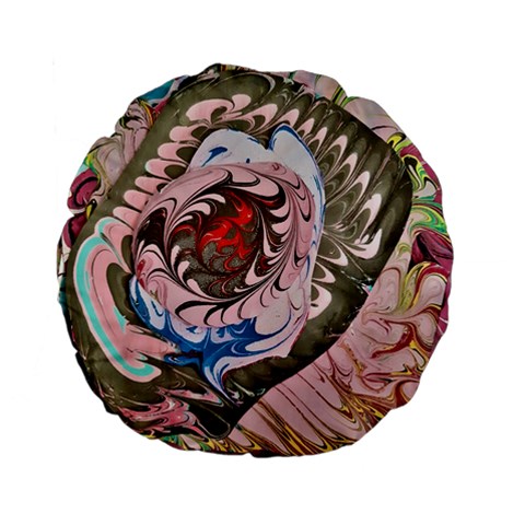 Marbling collage Standard 15  Premium Flano Round Cushions from ArtsNow.com Front