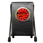 Red  Waves Abstract Series No16 Pen Holder Desk Clock
