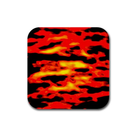 Red  Waves Abstract Series No17 Rubber Square Coaster (4 pack) from ArtsNow.com Front