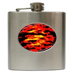 Red  Waves Abstract Series No17 Hip Flask (6 oz)