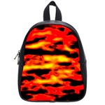 Red  Waves Abstract Series No17 School Bag (Small)