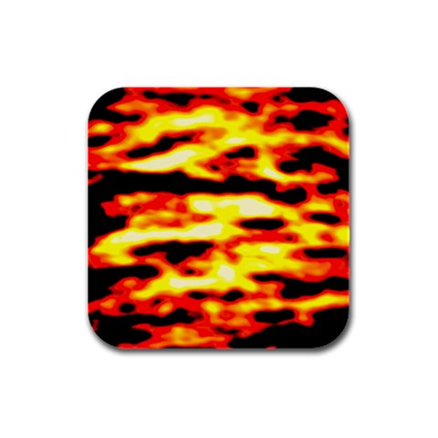 Red  Waves Abstract Series No19 Rubber Square Coaster (4 pack) from ArtsNow.com Front