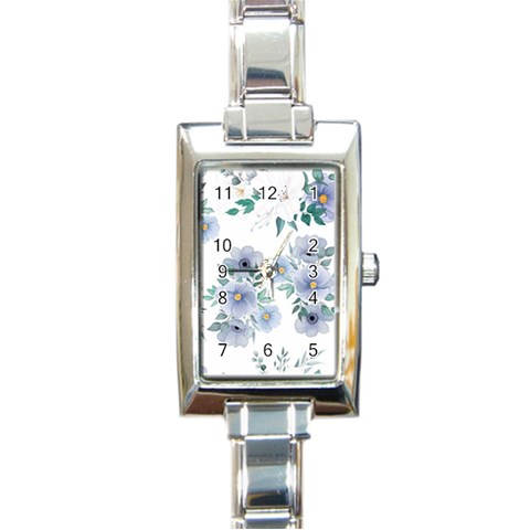 Floral pattern Rectangle Italian Charm Watch from ArtsNow.com Front