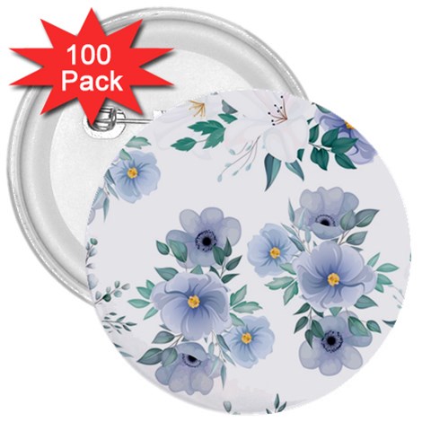 Floral pattern 3  Buttons (100 pack)  from ArtsNow.com Front