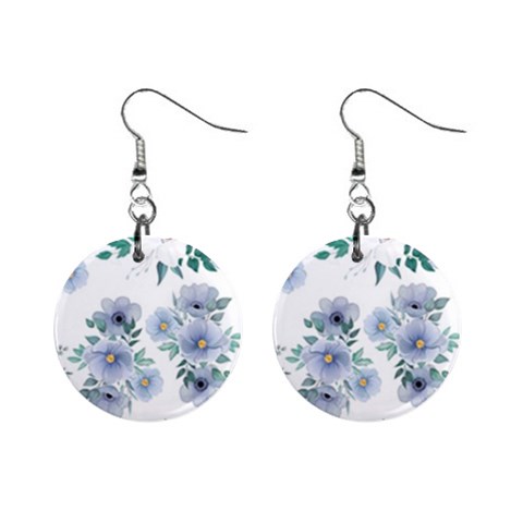 Floral pattern Mini Button Earrings from ArtsNow.com Front