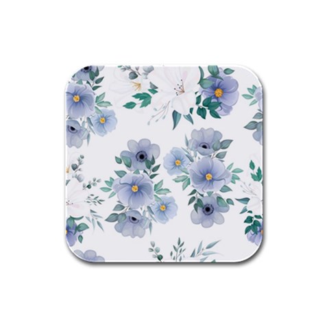 Floral pattern Rubber Square Coaster (4 pack) from ArtsNow.com Front