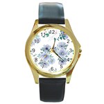 Floral pattern Round Gold Metal Watch