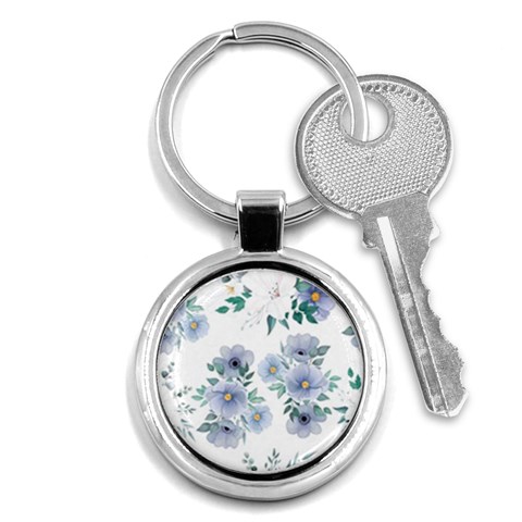 Floral pattern Key Chain (Round) from ArtsNow.com Front