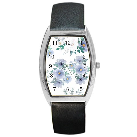 Floral pattern Barrel Style Metal Watch from ArtsNow.com Front
