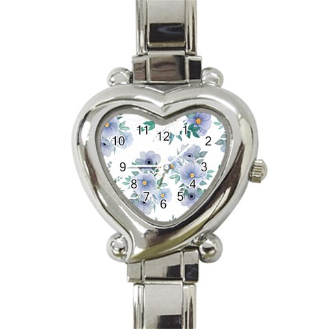 Floral pattern Heart Italian Charm Watch from ArtsNow.com Front
