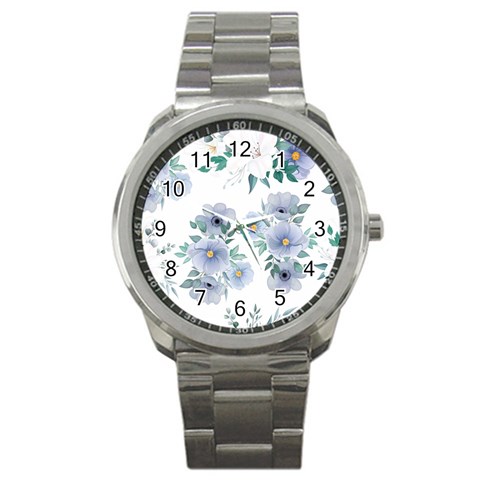 Floral pattern Sport Metal Watch from ArtsNow.com Front