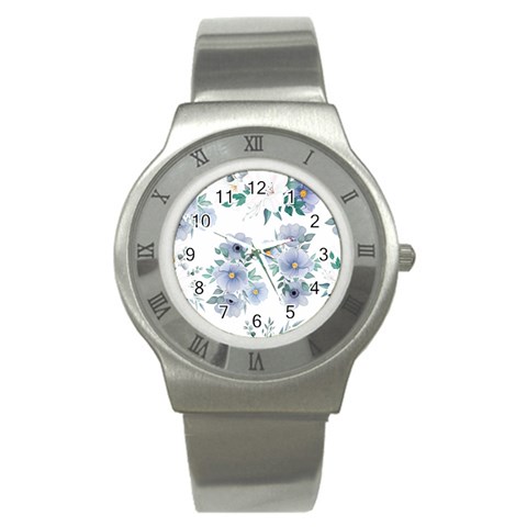 Floral pattern Stainless Steel Watch from ArtsNow.com Front