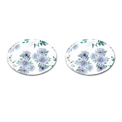 Floral pattern Cufflinks (Oval) from ArtsNow.com Front(Pair)