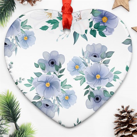 Floral pattern Heart Ornament (Two Sides) from ArtsNow.com Front