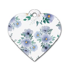 Floral pattern Dog Tag Heart (Two Sides) from ArtsNow.com Front