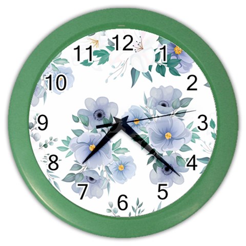 Floral pattern Color Wall Clock from ArtsNow.com Front