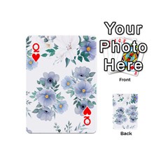 Queen Floral pattern Playing Cards 54 Designs (Mini) from ArtsNow.com Front - HeartQ