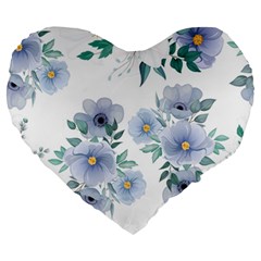 Floral pattern Large 19  Premium Heart Shape Cushions from ArtsNow.com Front