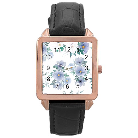 Floral pattern Rose Gold Leather Watch  from ArtsNow.com Front