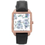 Floral pattern Rose Gold Leather Watch 