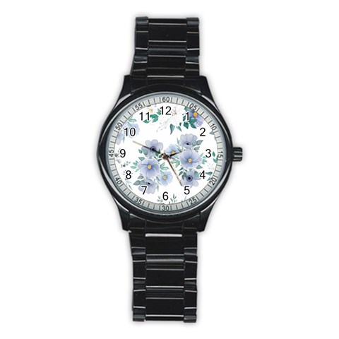 Floral pattern Stainless Steel Round Watch from ArtsNow.com Front