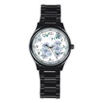 Floral pattern Stainless Steel Round Watch