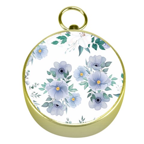 Floral pattern Gold Compasses from ArtsNow.com Front