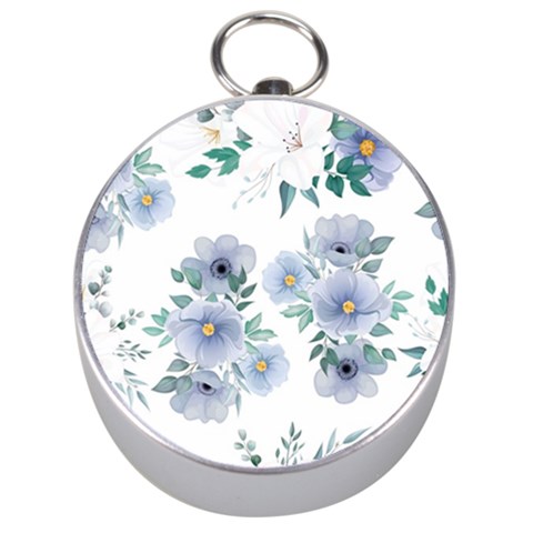 Floral pattern Silver Compasses from ArtsNow.com Front