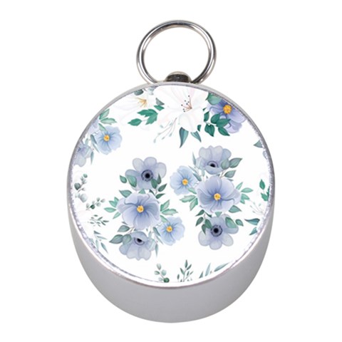 Floral pattern Mini Silver Compasses from ArtsNow.com Front