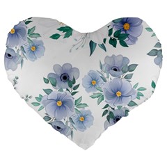 Floral pattern Large 19  Premium Flano Heart Shape Cushions from ArtsNow.com Front