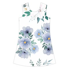 Floral pattern Kids  Short Sleeve Velvet Dress from ArtsNow.com Front