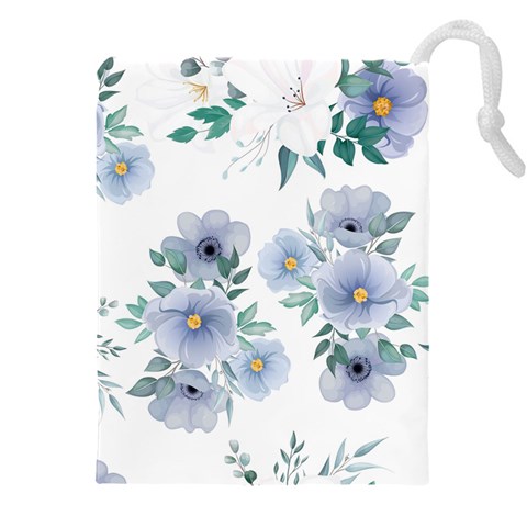 Floral pattern Drawstring Pouch (4XL) from ArtsNow.com Front