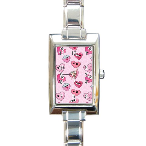 Emoji Heart Rectangle Italian Charm Watch from ArtsNow.com Front