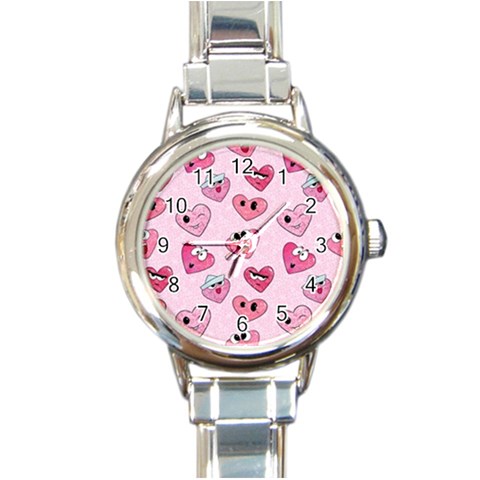 Emoji Heart Round Italian Charm Watch from ArtsNow.com Front