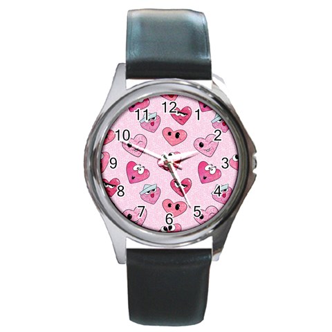 Emoji Heart Round Metal Watch from ArtsNow.com Front