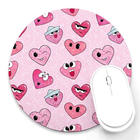 Emoji Heart Round Mousepads from ArtsNow.com Front