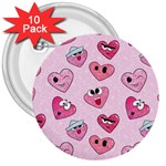 Emoji Heart 3  Buttons (10 pack) 