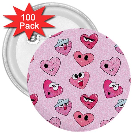 Emoji Heart 3  Buttons (100 pack)  from ArtsNow.com Front