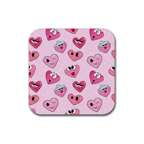 Emoji Heart Rubber Coaster (Square) from ArtsNow.com Front