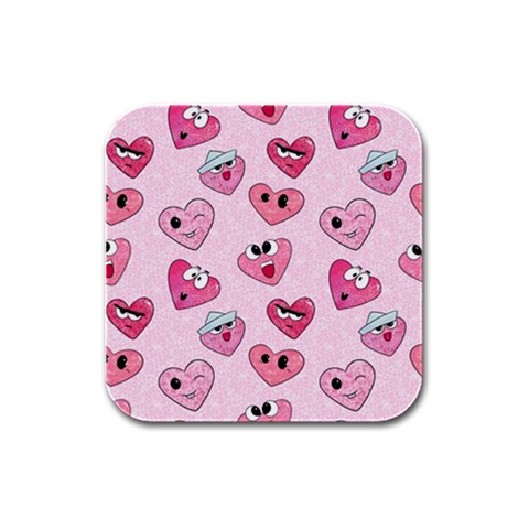 Emoji Heart Rubber Square Coaster (4 pack) from ArtsNow.com Front