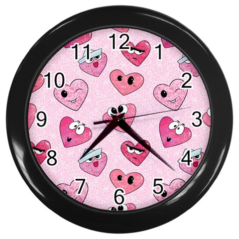 Emoji Heart Wall Clock (Black) from ArtsNow.com Front