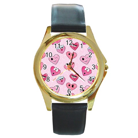 Emoji Heart Round Gold Metal Watch from ArtsNow.com Front