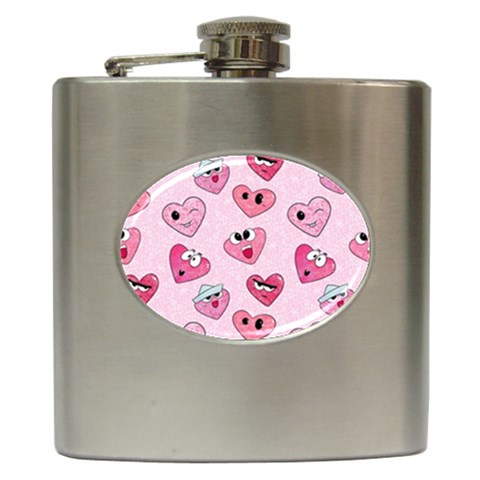 Emoji Heart Hip Flask (6 oz) from ArtsNow.com Front