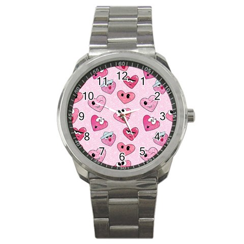 Emoji Heart Sport Metal Watch from ArtsNow.com Front