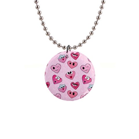 Emoji Heart 1  Button Necklace from ArtsNow.com Front